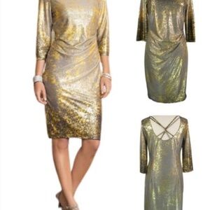 Cato Metallic Gold Cocktail Party Dress,18/20W and Sasha metallic purse …